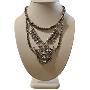 Vintage Sugarfix statement necklace in silvertone and rhinestones!